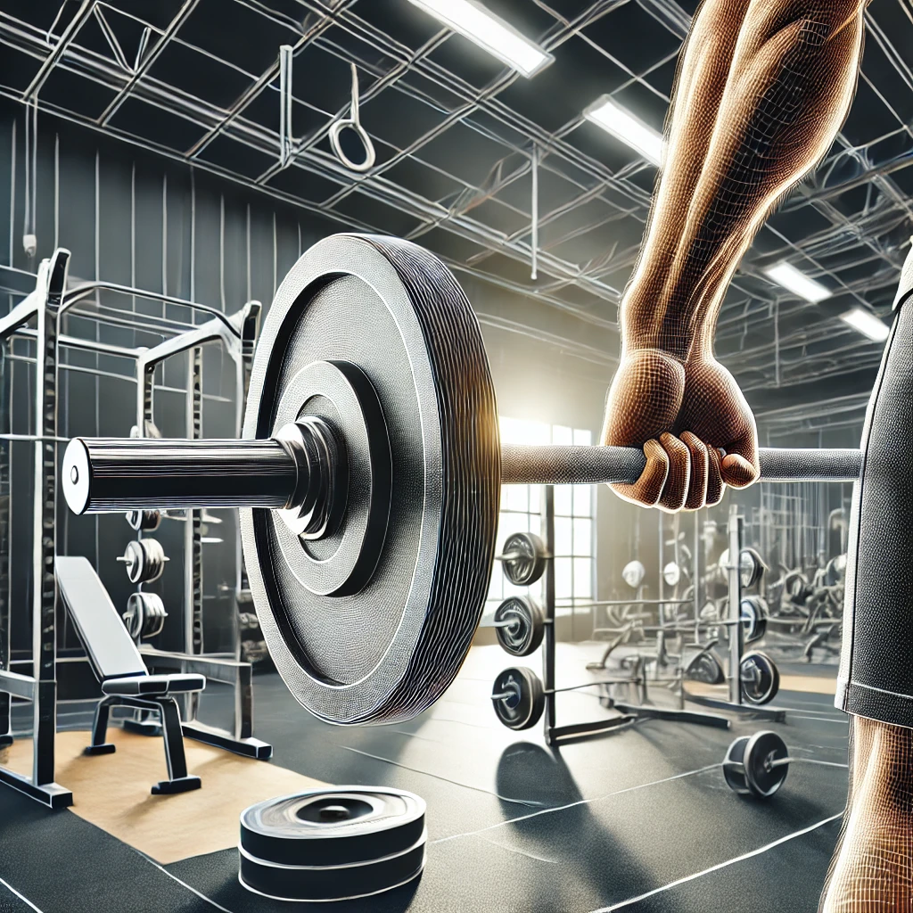 Zmiešaný úchop pri mŕtvom ťahu: jedna ruka nadhmatom, druhá podhmatom, s dôrazom na správnu techniku v modernom fitness prostredí.